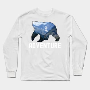 Adventure, Outdoors with bear with mountain motif. Long Sleeve T-Shirt